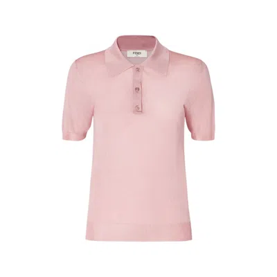 Fendi Buttoned Polo Shirt In Pink