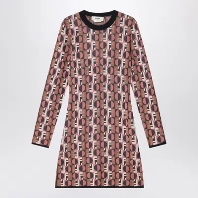 Fendi Pink Viscose Jacquard Dress Women In Multi