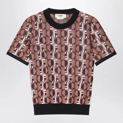Fendi Pink Viscose Jacquard Jumper Women In Multi