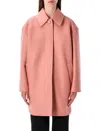 Fendi Pink Wool Felt Single-breasted Midi Coat In Pink