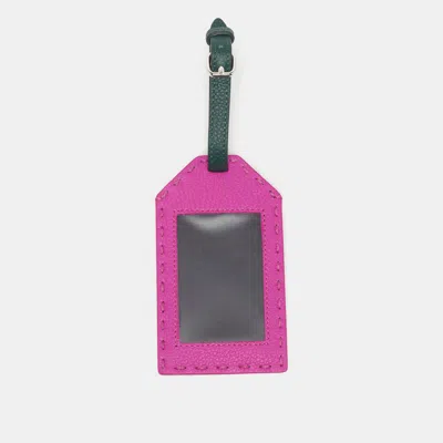 Pre-owned Fendi Pink/green Leather Travel Tag
