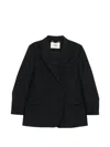 Fendi Women Blue Double-breasted Jacket With Peak Revers And Pinstripe Motif In Wool Blend Woman In Black