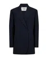 Fendi Women Blue Double-breasted Jacket With Peak Revers And Pinstripe Motif In Wool Blend Woman In Blue