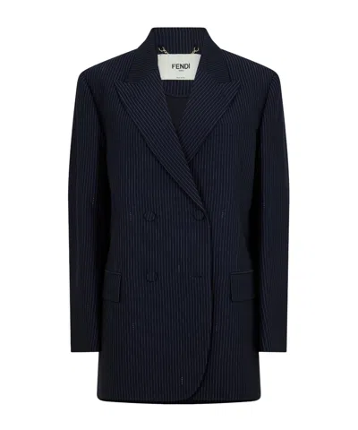 FENDI PINSTRIPE DOUBLE-BREASTED BLAZER