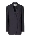 Fendi Women Blue Double-breasted Jacket With Peak Revers And Pinstripe Motif In Wool Blend Woman In Blue