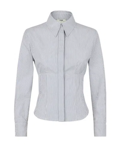 Fendi Pinstriped Cotton Shirt In Stripped