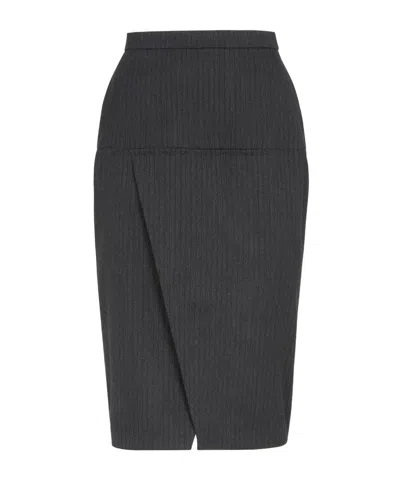 FENDI FENDI PINSTRIPED SLIT DETAILED SKIRT