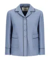 Fendi Piped Blouson Jacket In Blue
