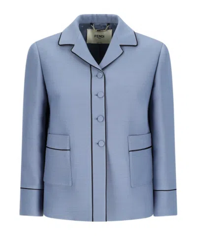 Fendi Piped Blouson Jacket In Blue
