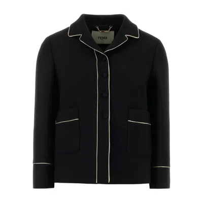 Fendi Piping-detail Front-pockets Blazer In Black