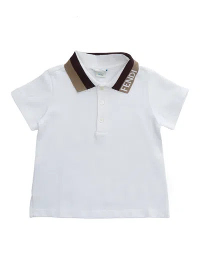 Fendi Babies' Piquet Polo T-shirt In White