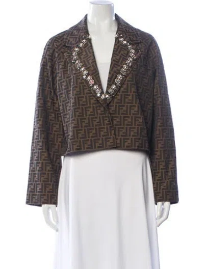Pre-owned Fendi Plaid Print Blazer In Brown