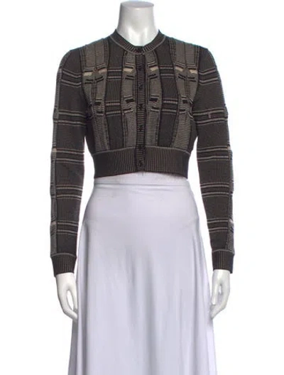 Pre-owned Fendi Plaid Print Crew Neck Sweater In Black