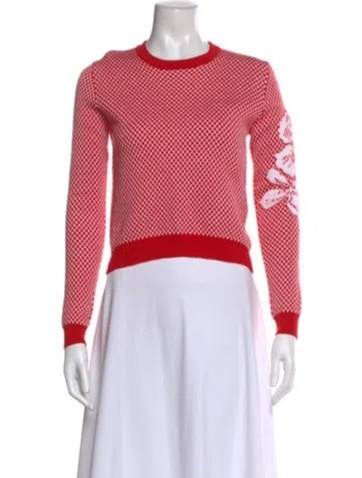 Pre-owned Fendi Plaid Print Crew Neck Sweater In Red
