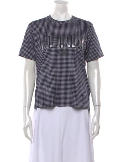 Pre-owned Fendi Plaid Print Crew Neck T-shirt In Multicolor