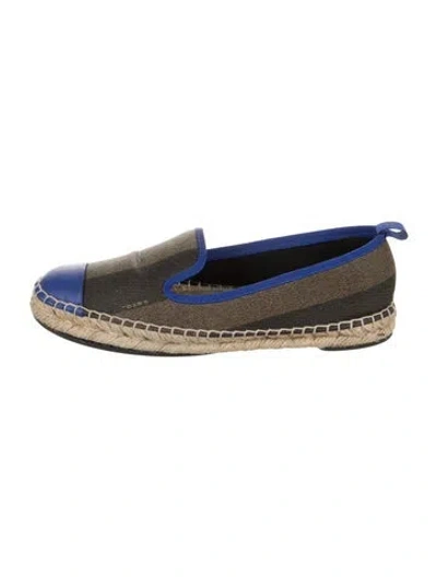 Pre-owned Fendi Plaid Print Espadrilles In Blue/brown