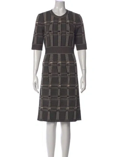 Pre-owned Fendi Plaid Print Knee-length Dress In Black