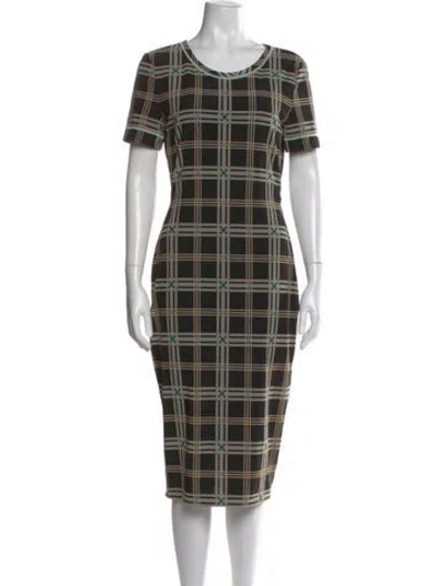 Pre-owned Fendi Plaid Print Knee-length Dress In Black