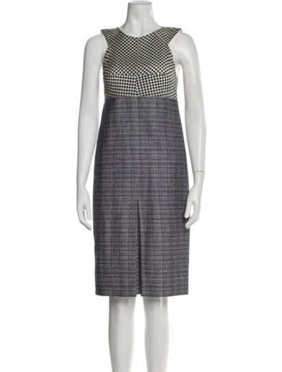 Pre-owned Fendi Plaid Print Knee-length Dress In Blue