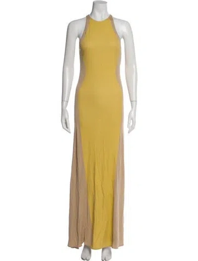 Pre-owned Fendi Plaid Print Long Dress In Yellow