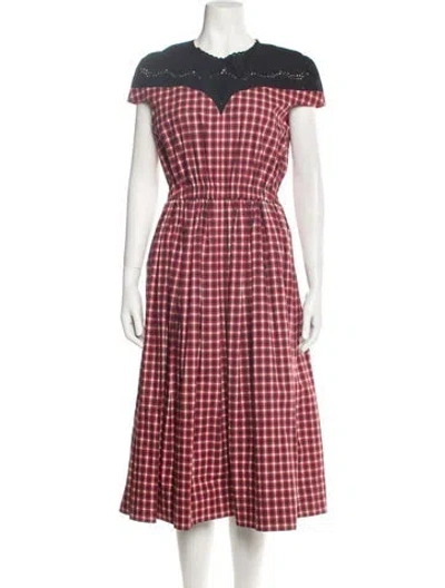Pre-owned Fendi Plaid Print Midi Length Dress In Red
