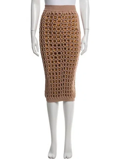 Pre-owned Fendi Plaid Print Midi Length Skirt In Neutrals