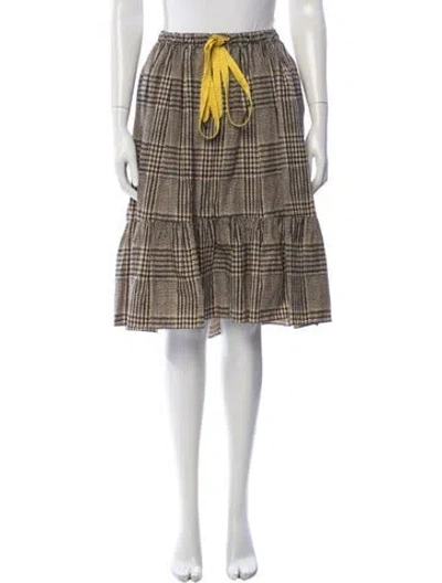 Pre-owned Fendi Plaid Print Midi Length Skirt W/ Tags In Neutral
