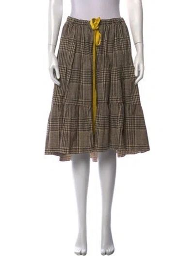 Pre-owned Fendi Plaid Print Midi Length Skirt W/ Tags In Neutrals