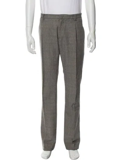 Pre-owned Fendi Plaid Print Pants In Gray