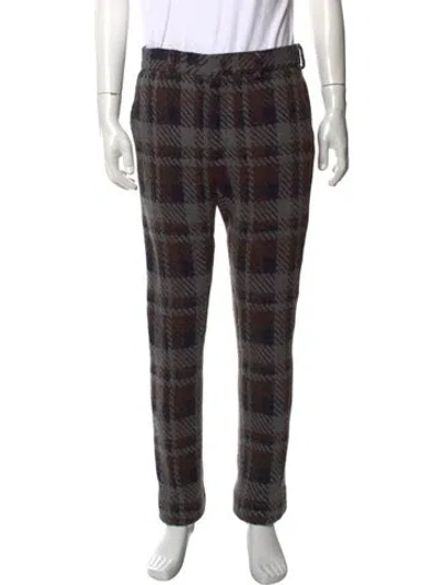 Pre-owned Fendi Plaid Print Pants In Neutral