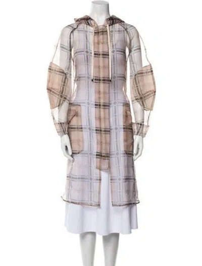 Pre-owned Fendi Plaid Print Trench Coat In Brown