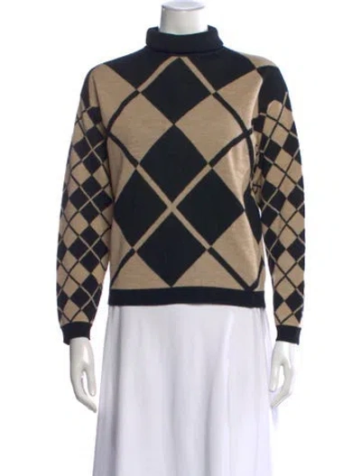 Pre-owned Fendi Plaid Print Turtleneck Sweater In Multi
