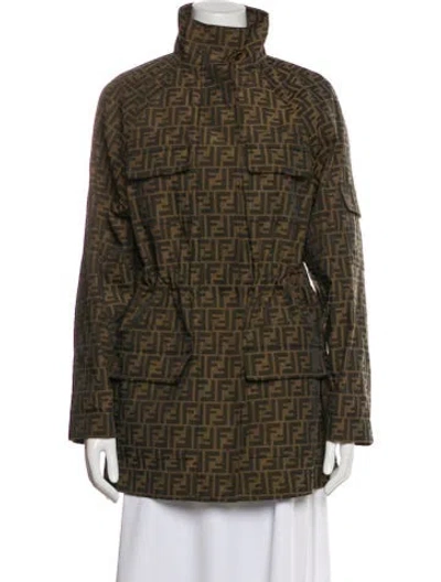 Pre-owned Fendi Plaid Print Utility Jacket In Neutral