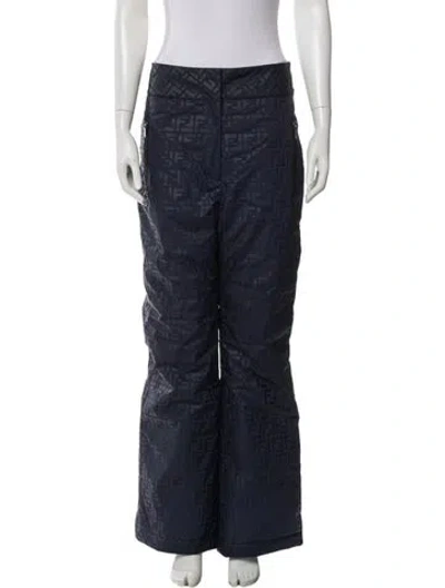 Pre-owned Fendi Plaid Print Wide Leg Pants In Blue