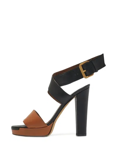 Pre-owned Fendi Platform Block-heel Sandals In Black
