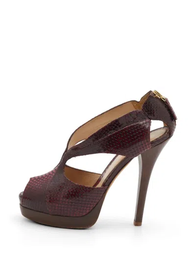 Pre-owned Fendi Platform Leather Sandals In Red