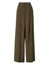 Fendi Women Green Pants With Front Pences And Wide Leg In Wool Woman In Green