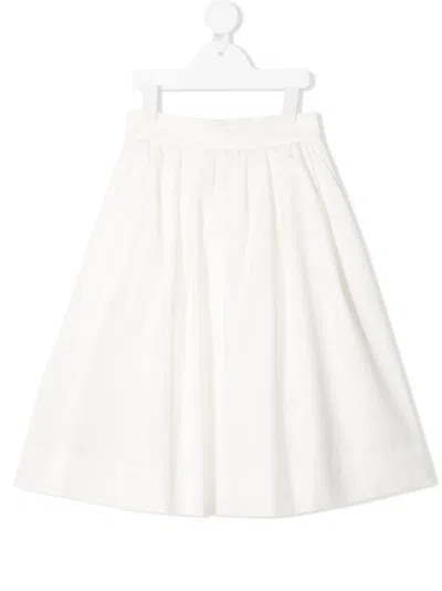 Fendi Kids' Pleated A-line Skirt In Gesso