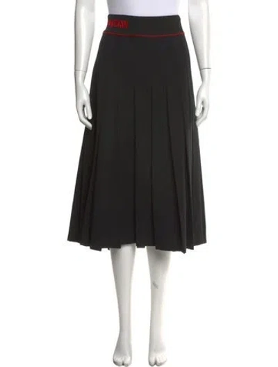 Pre-owned Fendi Pleated Accents Midi Length Skirt In Black