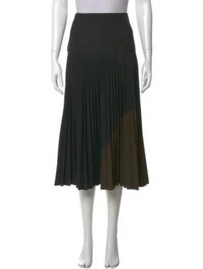 Pre-owned Fendi Pleated Accents Midi Length Skirt In Black