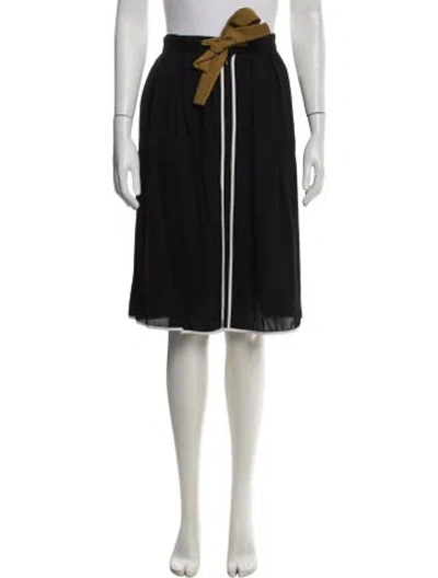 Pre-owned Fendi Pleated Accents Midi Length Skirt In Black
