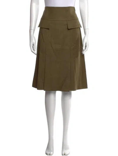 Pre-owned Fendi Pleated Accents Midi Length Skirt In Green