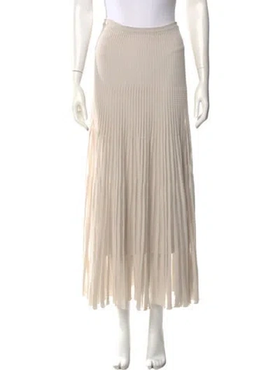 Pre-owned Fendi Pleated Accents Midi Length Skirt In Neutral