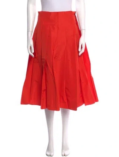 Pre-owned Fendi Pleated Accents Midi Length Skirt In Red