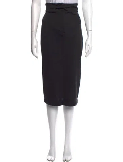 Pre-owned Fendi Pleated Accents Midi Length Skirt W/ Tags In Black