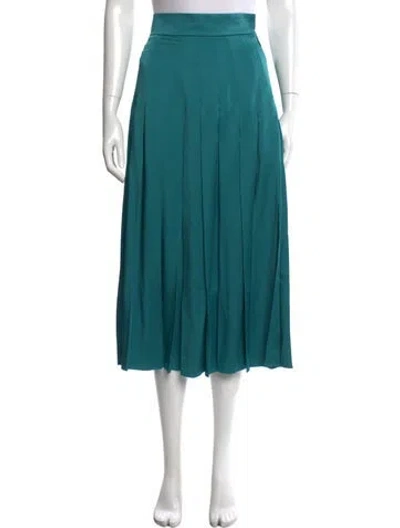 Pre-owned Fendi Pleated Accents Midi Length Skirt W/ Tags In Blue