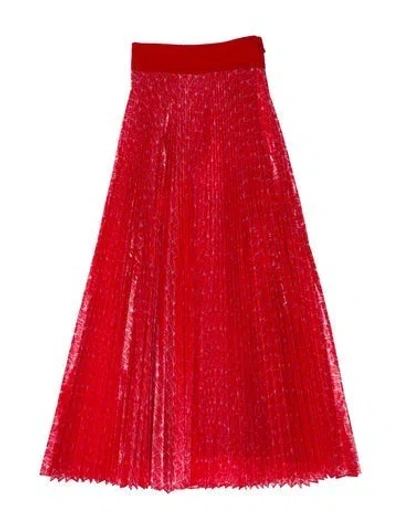 Pre-owned Fendi Pleated Accents Midi Length Skirt W/ Tags In Red