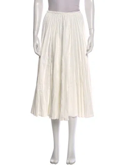 Pre-owned Fendi Pleated Accents Midi Length Skirt In White