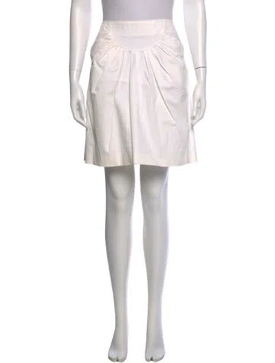 Pre-owned Fendi Pleated Accents Mini Skirt In White