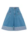 Fendi Button-front Denim Shorts In Blue